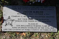 Jacob McBride - Last Civil War Veteran of Noble County, Ohio.